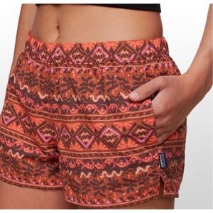 Patagonia Women's Outdoor Barely Baggies Aztec Shorts XS Brown Orange Gorpcore‎